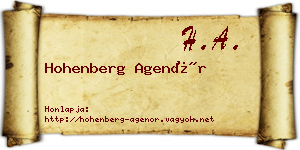 Hohenberg Agenór névjegykártya